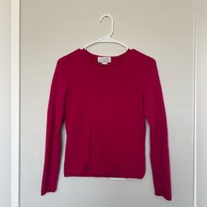 Hot pink long sleeve 100% cashmere